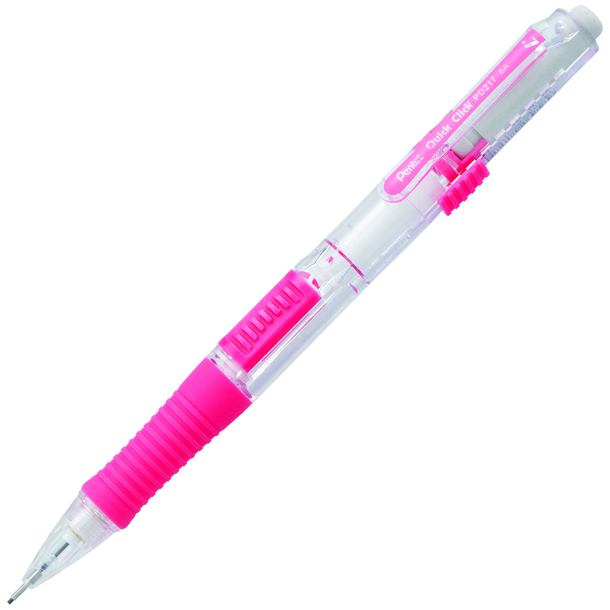 Pentel QUICK CLICK Mechanical Pencil (0.7mm), Pink Barrel, Box of 12 Pencils (PD217P)