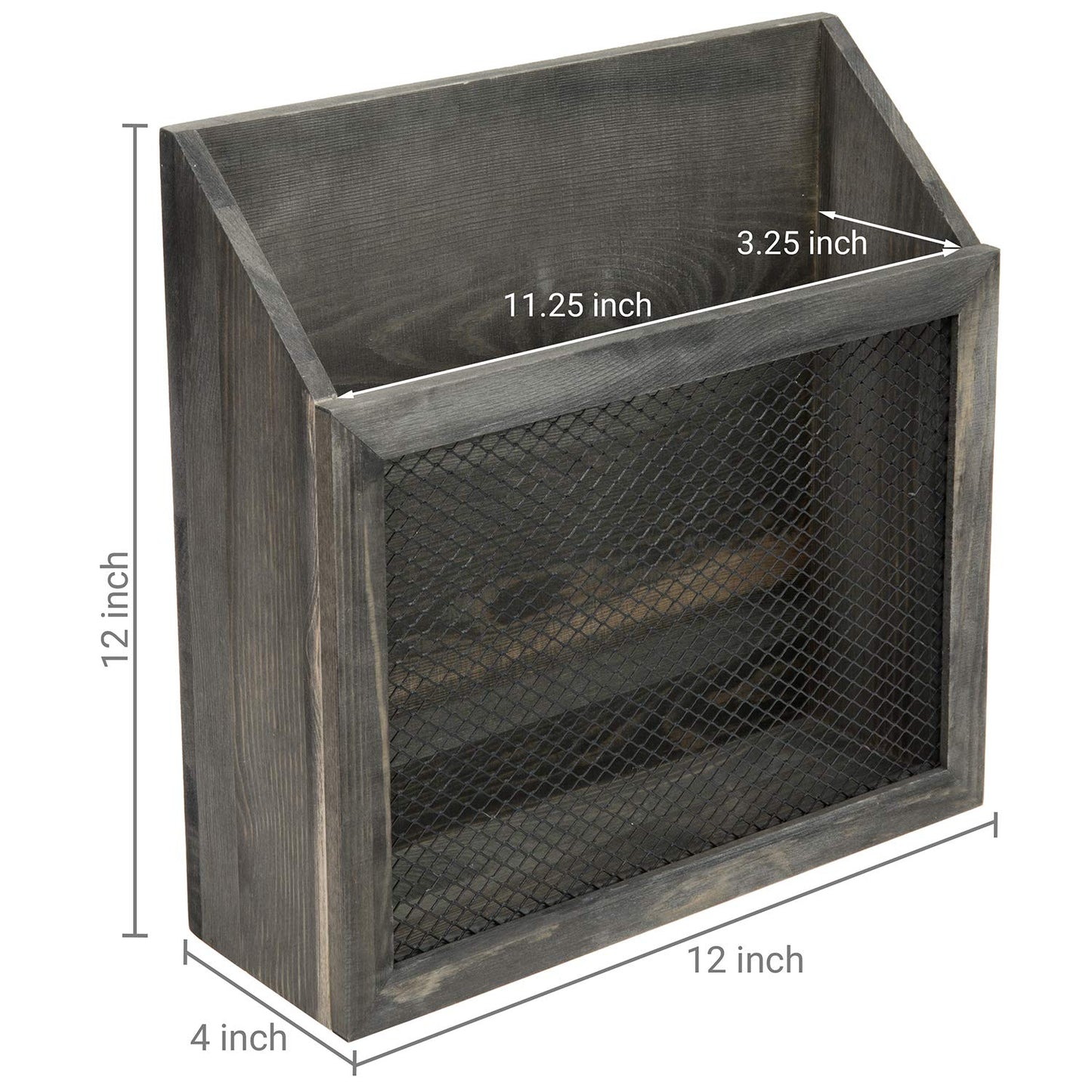 MyGift Vintage Gray Wood Magazine Holder, Chicken Wire Mail Sorter