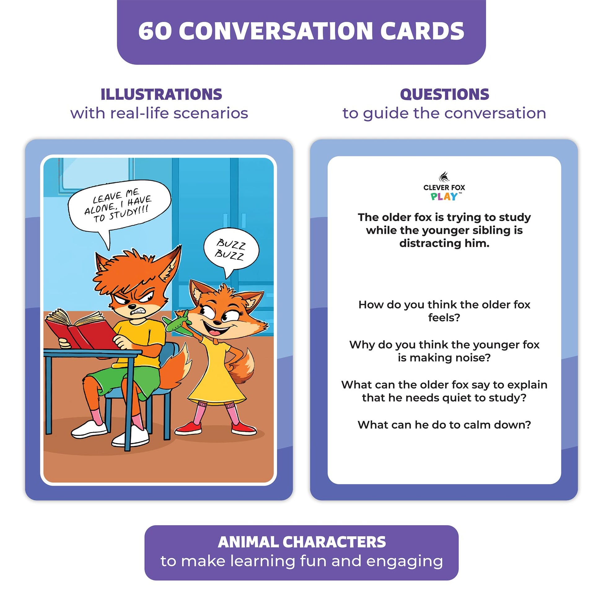 Who What Why Feelings Conversation Cards for Kids, Social SEL Game, Ages 4+