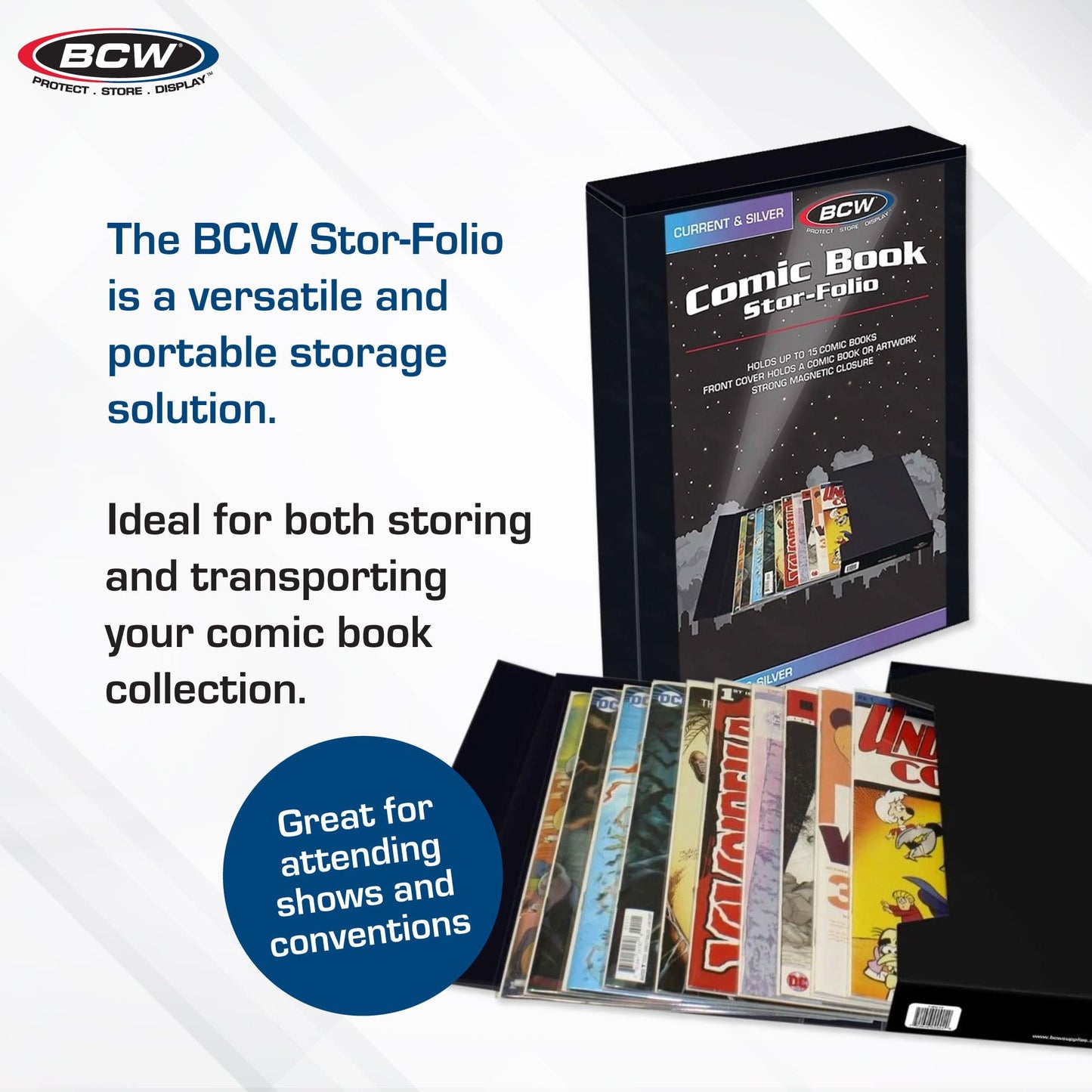 BCW Comic Book Stor-Folio Travel Cases, Holds 15 Bagged Comics, 2 Pack