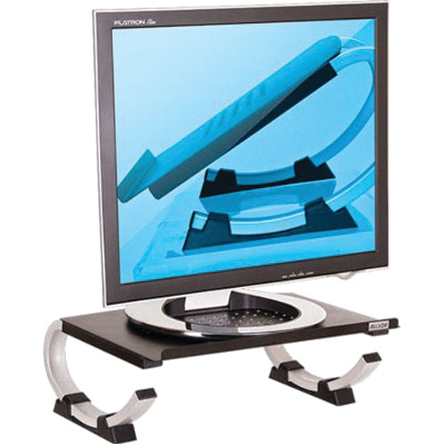 Allsop Redmond Adjustable Laptop Stand, Vented Curved Sturdy Metal Ergonomic Riser, Black (ASP30498)