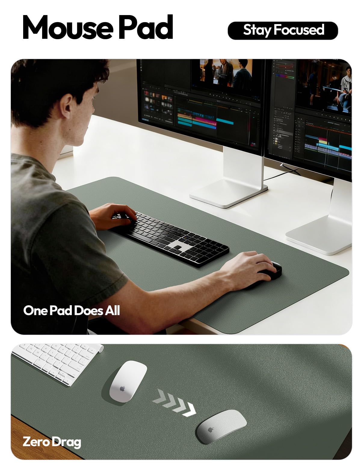 YSAGi Leather Desk Pad Protector, Office Desk Mat, Large Mouse Pad, Non-Slip PU Leather Desk