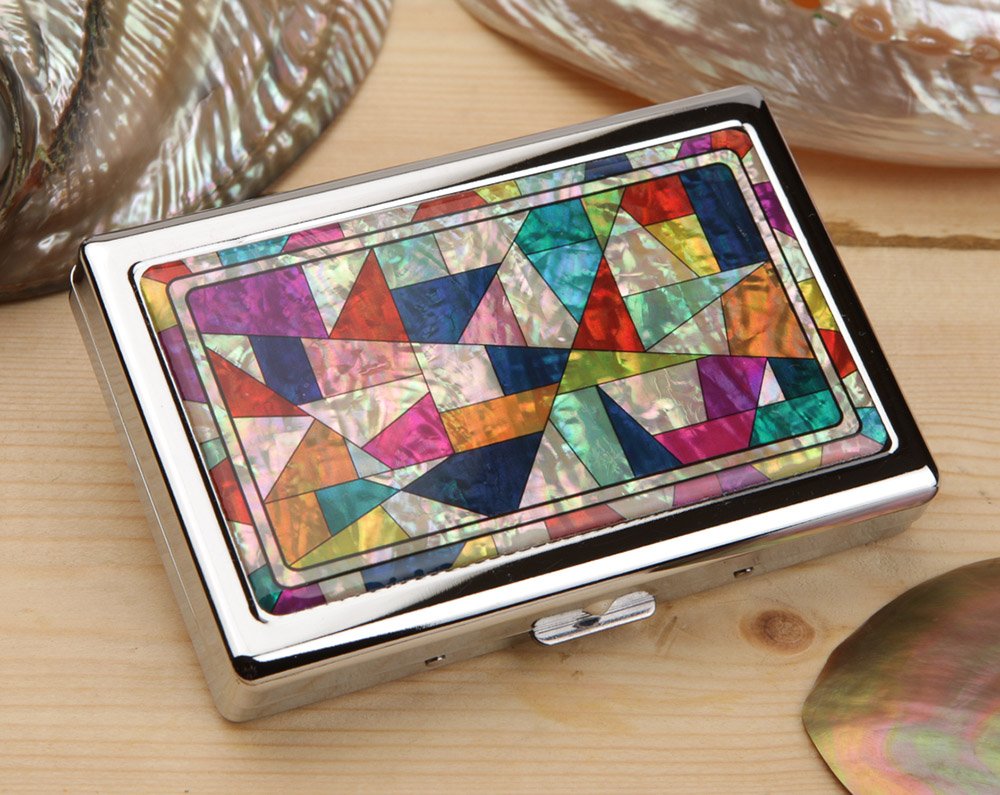 Mother of Pearl Design Extra Long 100S Super Slim King Size 16 Cigarette Metal Steel RFID Blocking