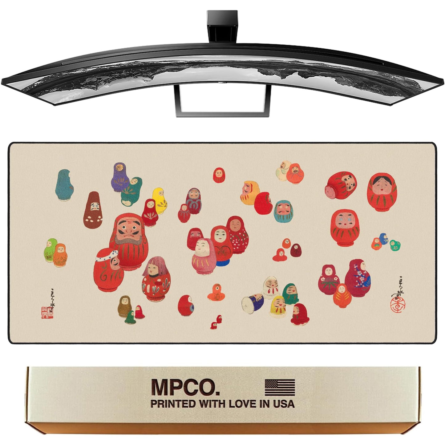 MPCO. Russian Doll by Koboshi Gaming Desk Pad, 36" x 17" Duraglyde Desk Mat