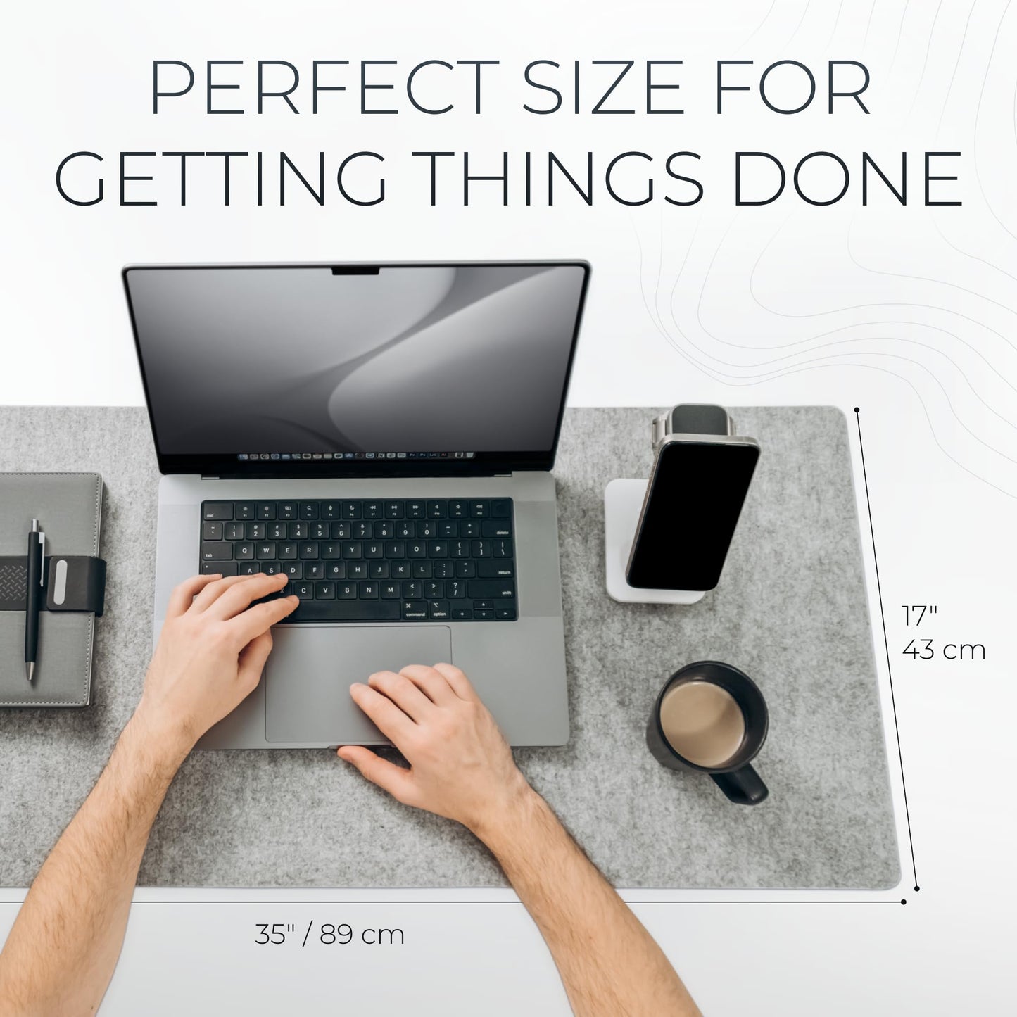 Nordik Felt Desk Mat - Large Felt Desk Pad - Marle 35 x 17 inches