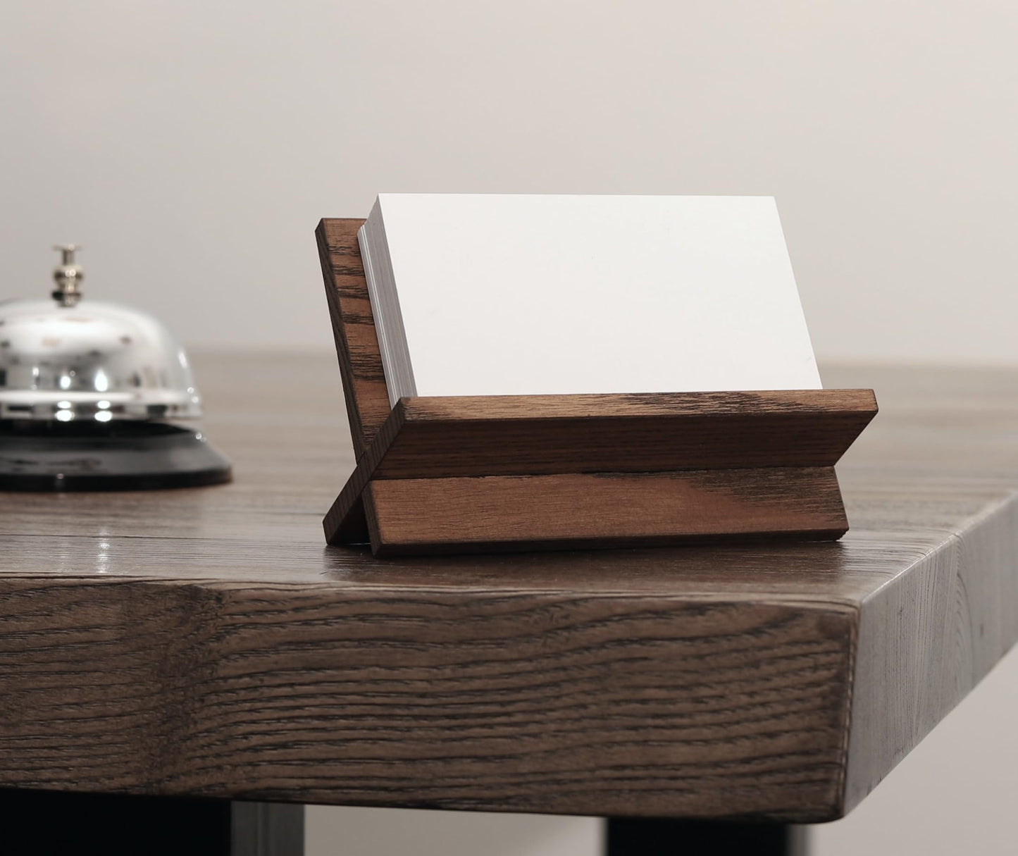 TOROS store Set of 3 Business Card Holders for Desk - Brown Wood Small Cards Holder, Professional