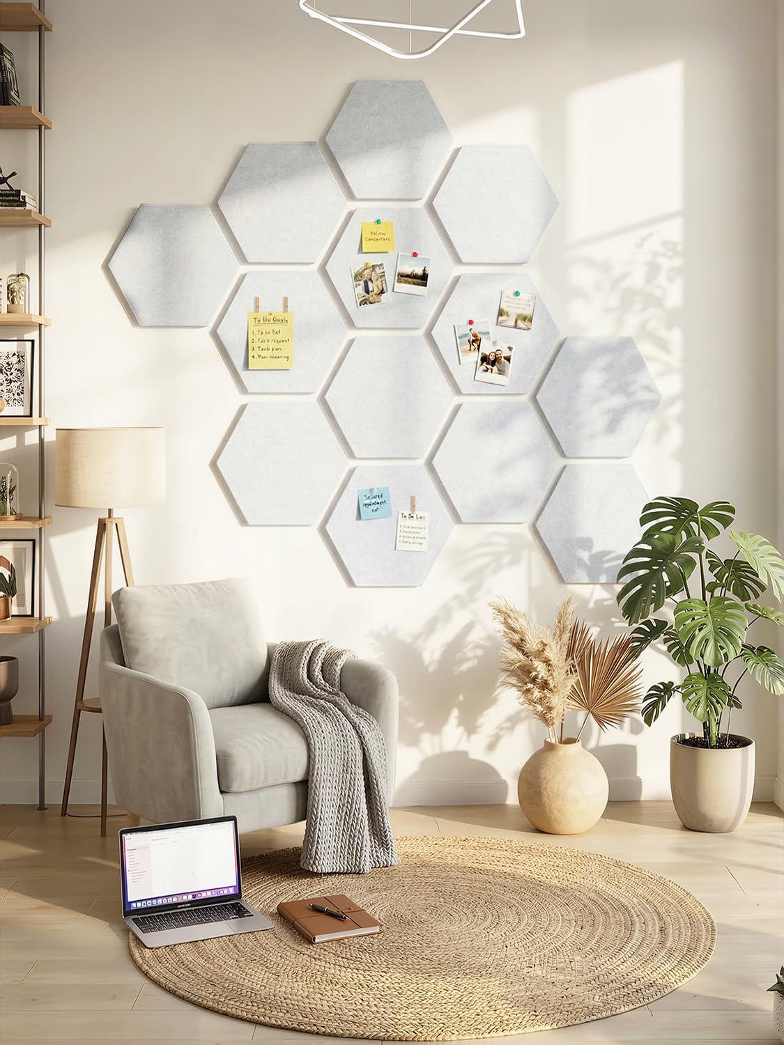 Uoisaiko 8-Pack Hexagon Felt Bulletin Board Tiles, Cork Board Alternative
