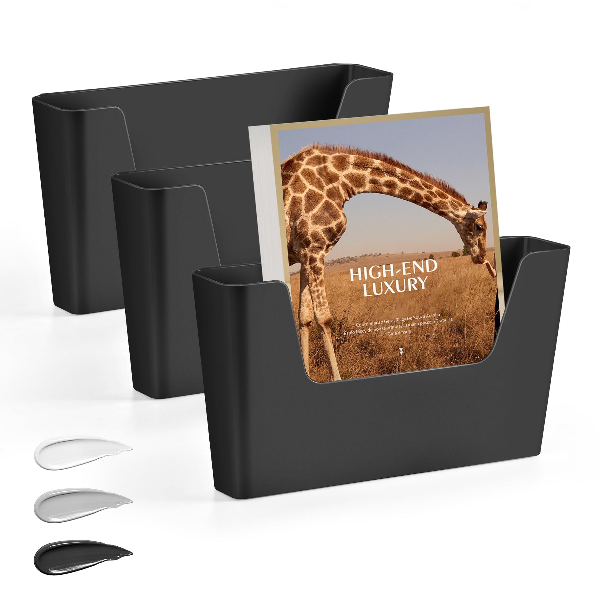 JOMOLA No Drilling File Holder 3 Pack Mail Organizer Wall Mount File Organizer Holder Office Wall