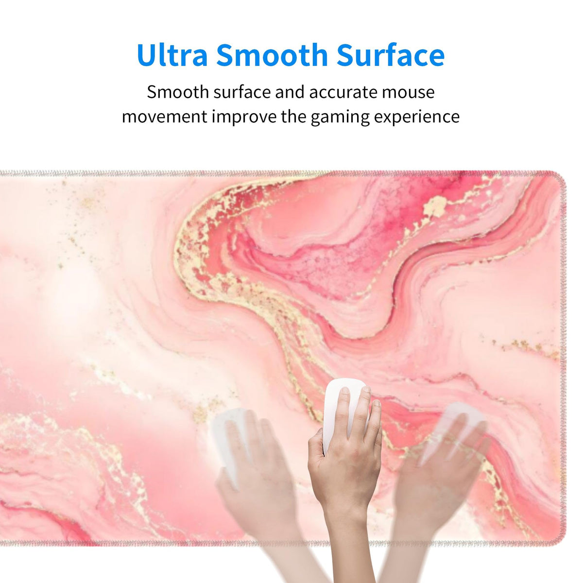 Pink Gold Marble Mouse Pad XL Large Mousepad Non Slip Rubber Base Desk Mat for Laptop Computer