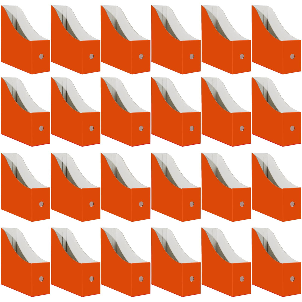 Limitliho 24 Pack Orange-Red Cardboard Magazine Holder for Desk or Shelves