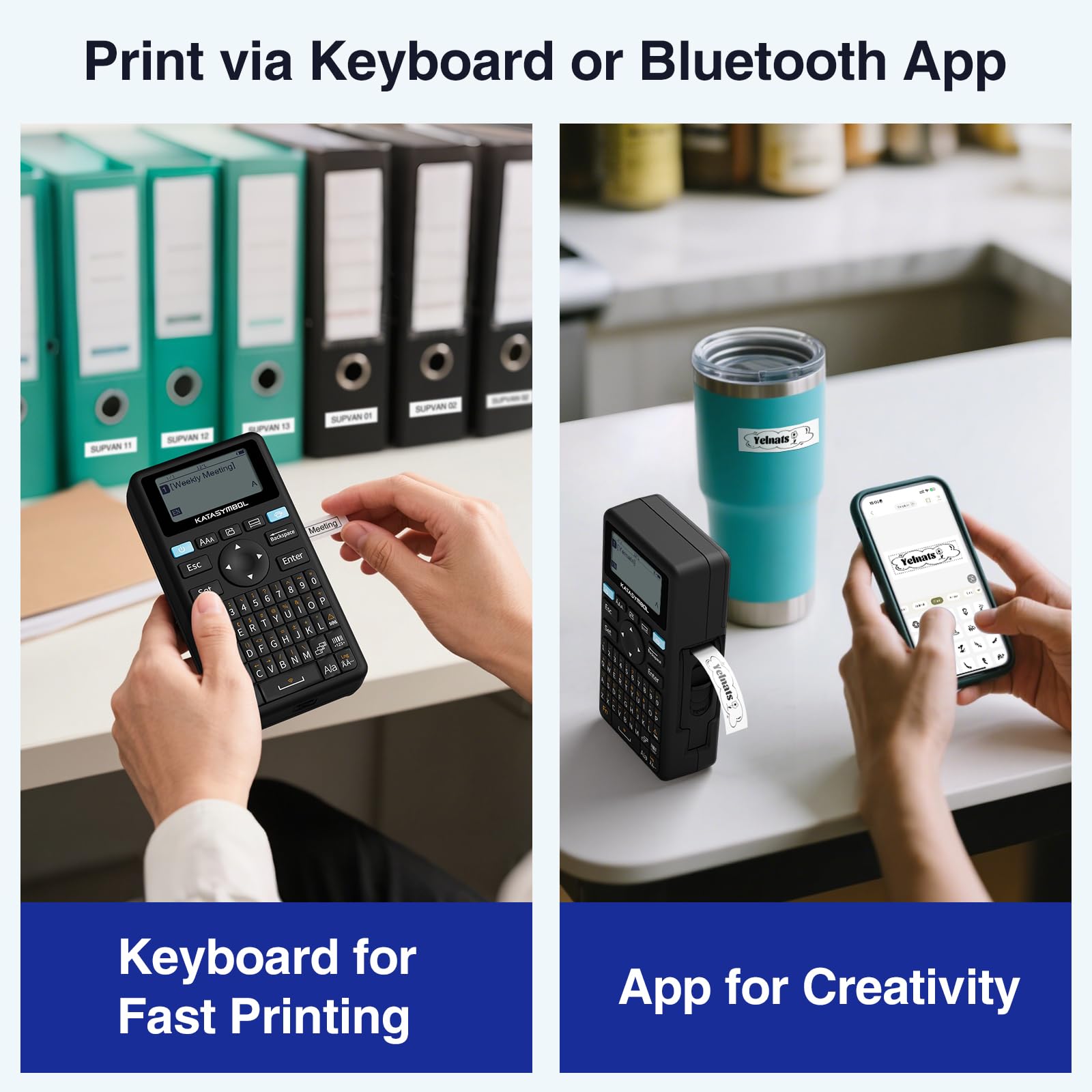 SUPVAN E11 Keyboard & Bluetooth Label Maker Machine with 4 Tapes