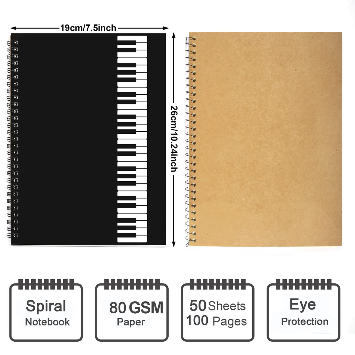 MAXCURY Music Notebook, Blank Sheet Note book, Cardboark Spiral NoteBook Manuscript Paper