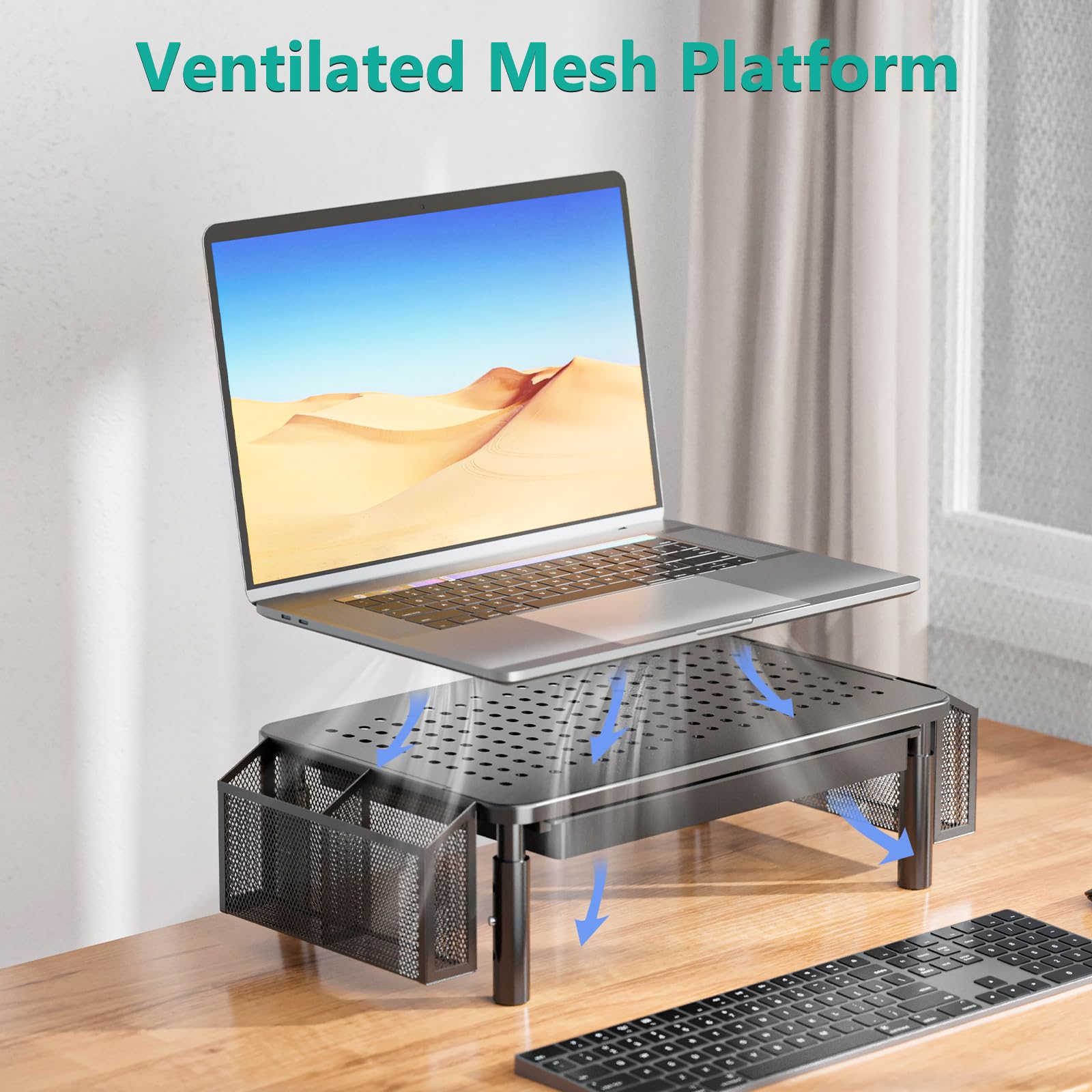 WALI Computer Monitor Stand with Storage and Pen Holder
