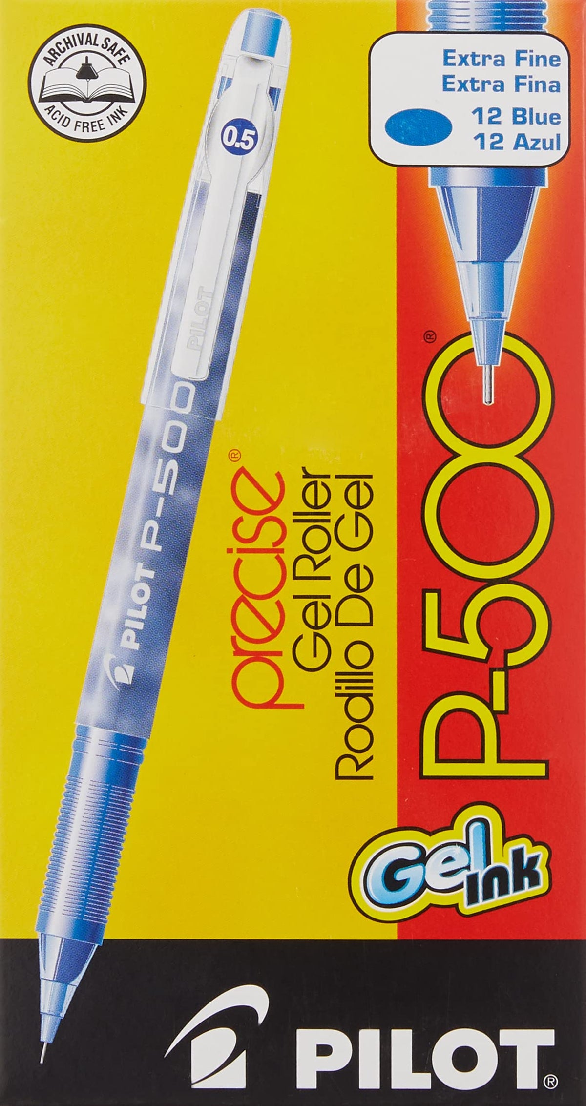 PILOT Precise P-700 Rolling Ball Stick Pens, 0.7mm, Blue, 12-Pack