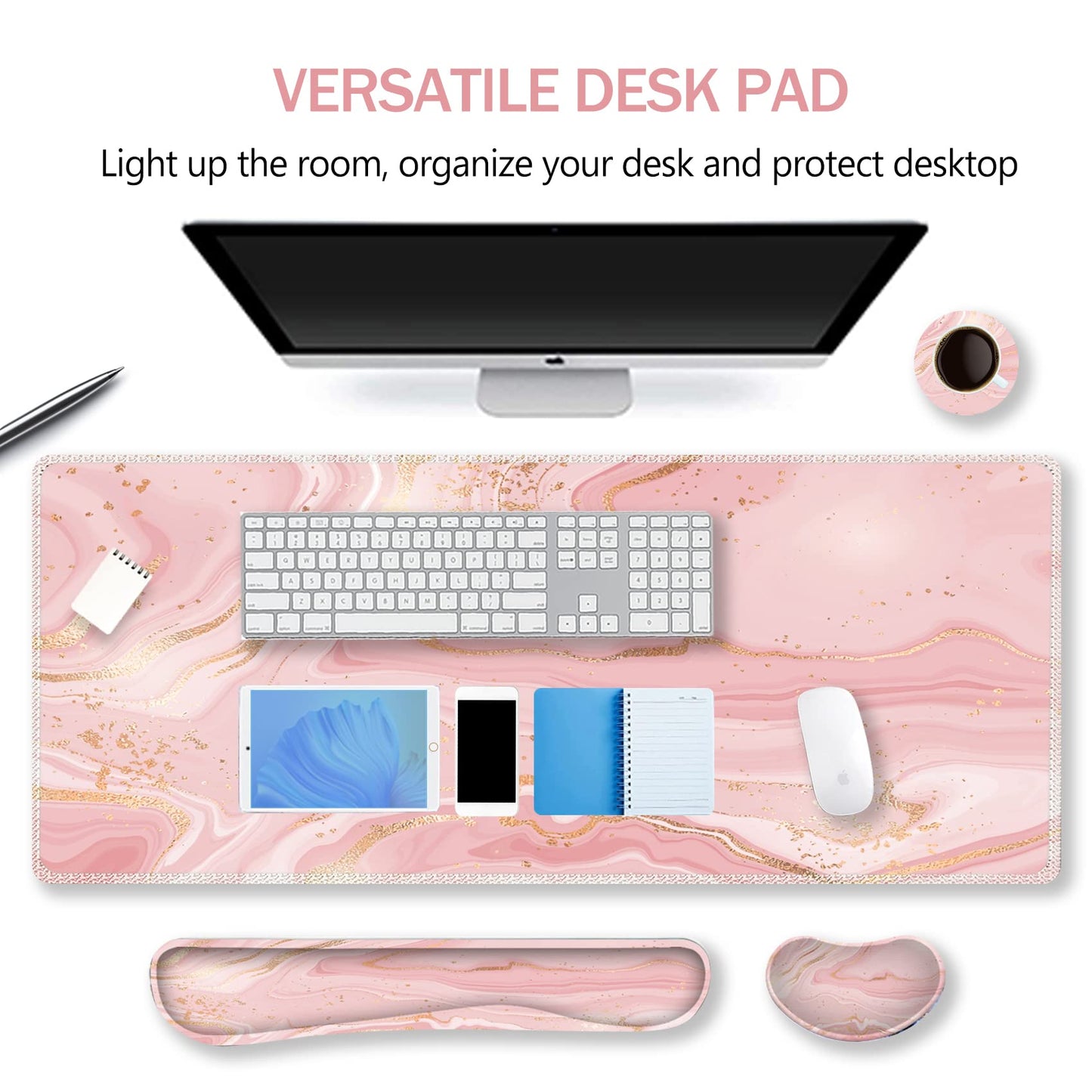 ARTSO Extended Gaming Mouse Pad Set, Keyboard Wrist Rest Support Pad + Wrist Cushion + XXL Large
