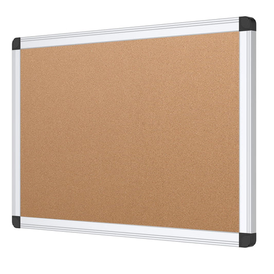 VIZ-PRO Cork Notice Board, 18 X 12 Inches, Cork Bulletin Board with Silver Aluminium Frame
