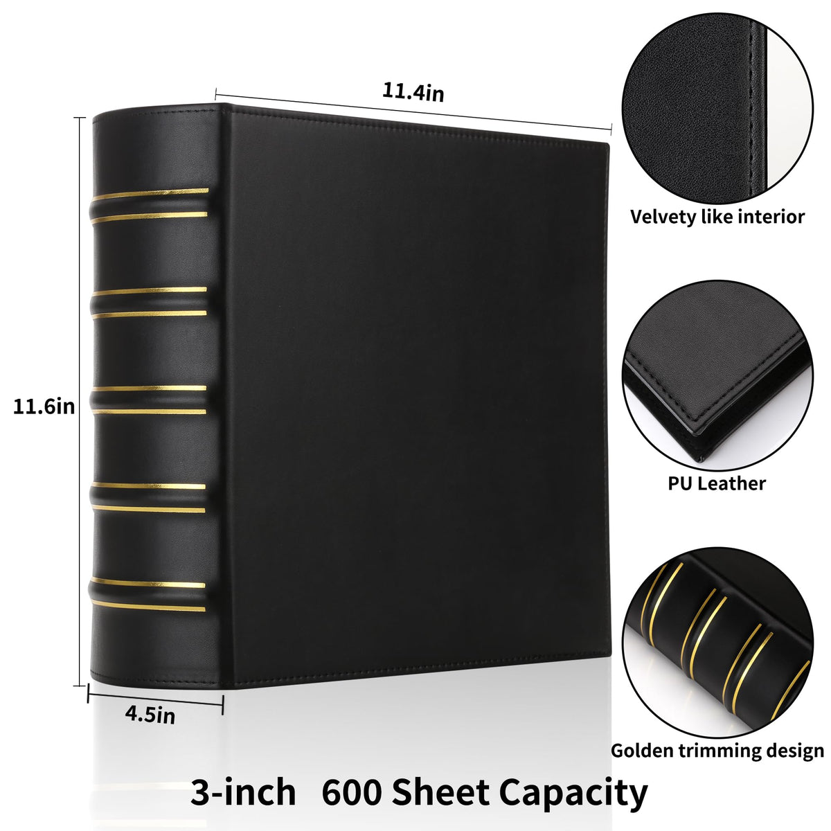LETVPVOW 2 Pcs Vintage Hardback 3 Ring Binder 3 Inch, Professional Leather Binder 3 Ring, Three
