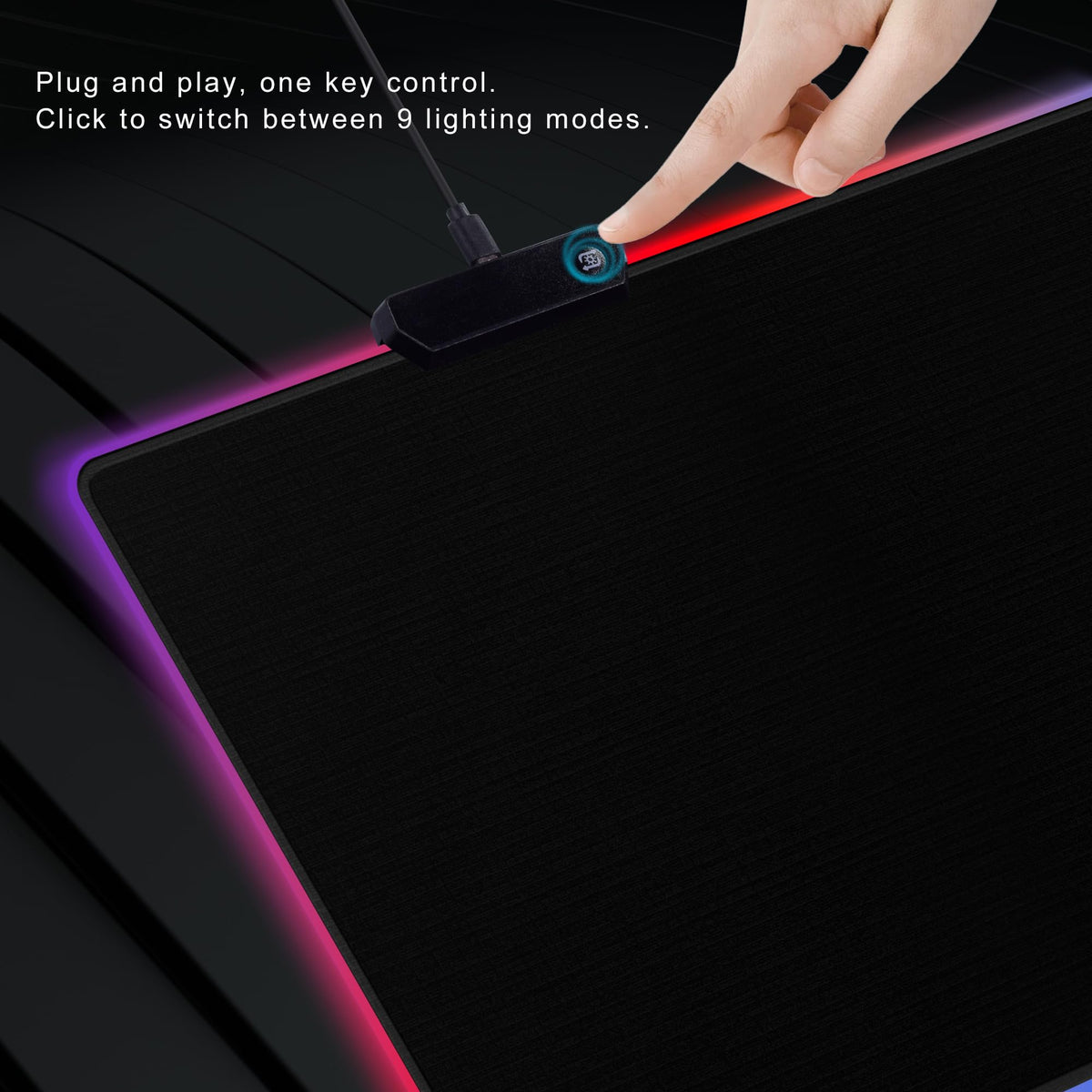 Cacoy 63"x20" Large RGB Gaming Mouse Pad, XXL LED Computer Mouse Mat, Black