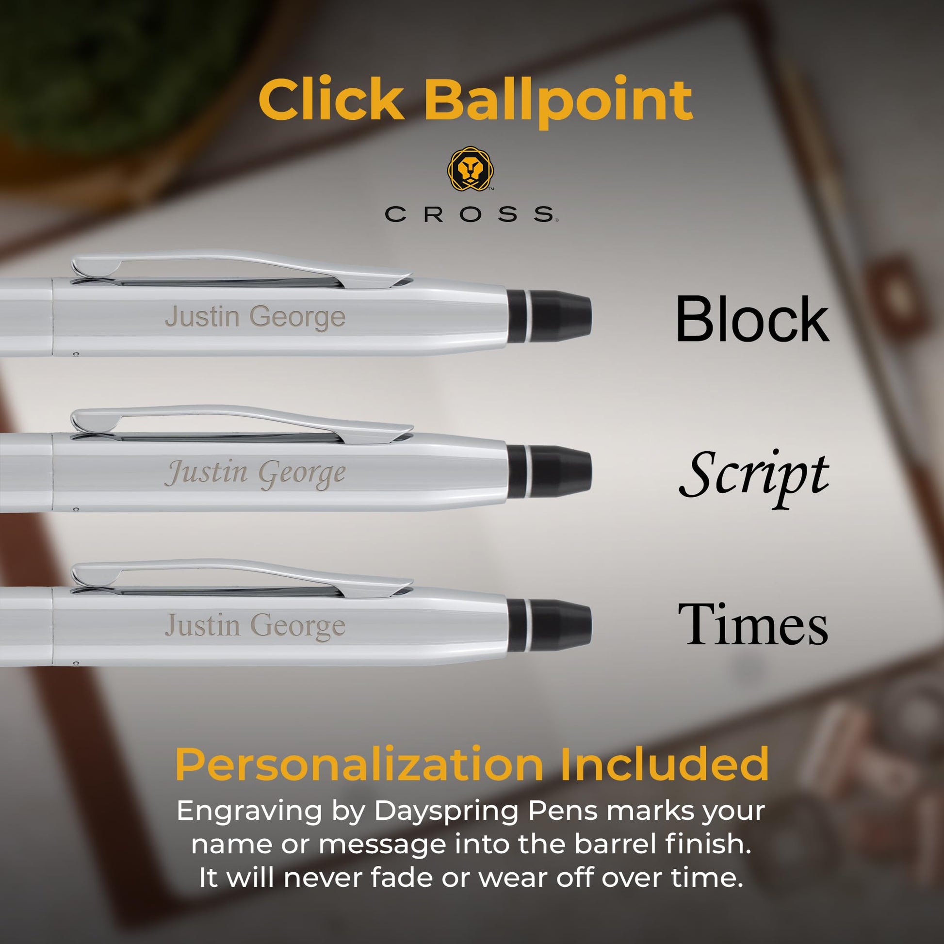 Cross Click Personalized Click Action Ballpoint Pen in Polished Chrome