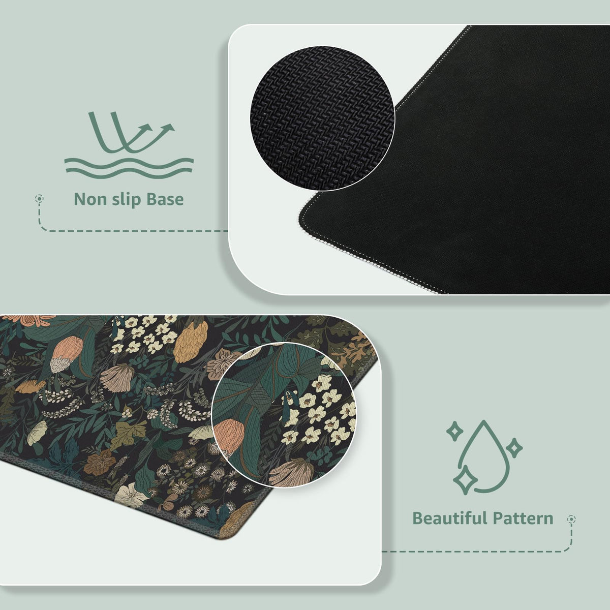 iCasso Desk Mat, Desk Matt for Desktop, Cute Desk Pad Mat, Weeds