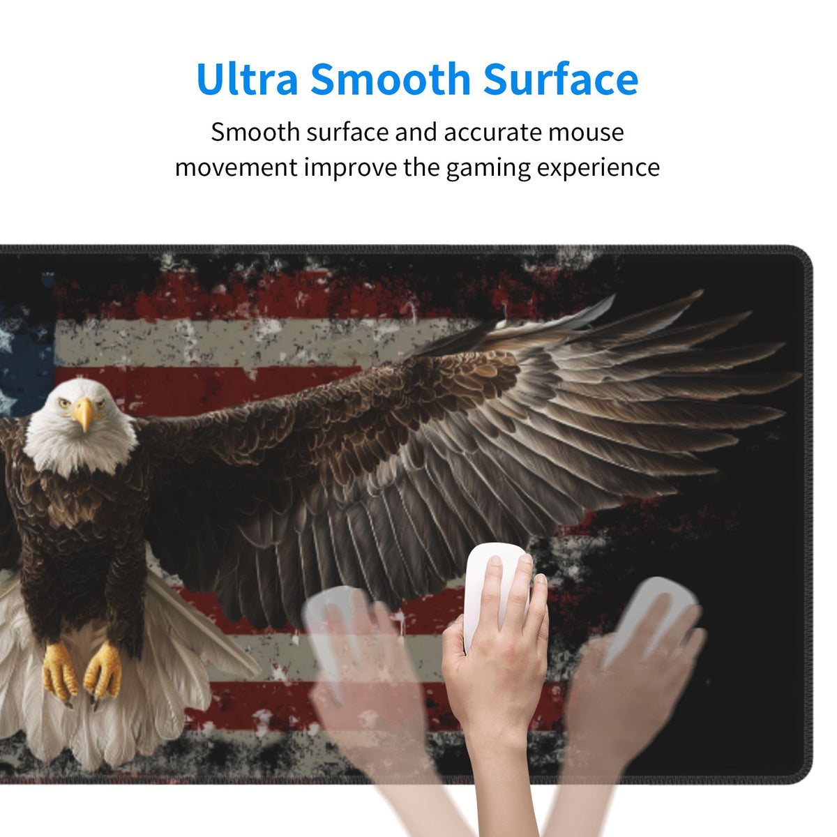 American Flag Bird Mouse Pad Extended Large Gaming Mouse Pad XL Stitched Edges for Gamer Home