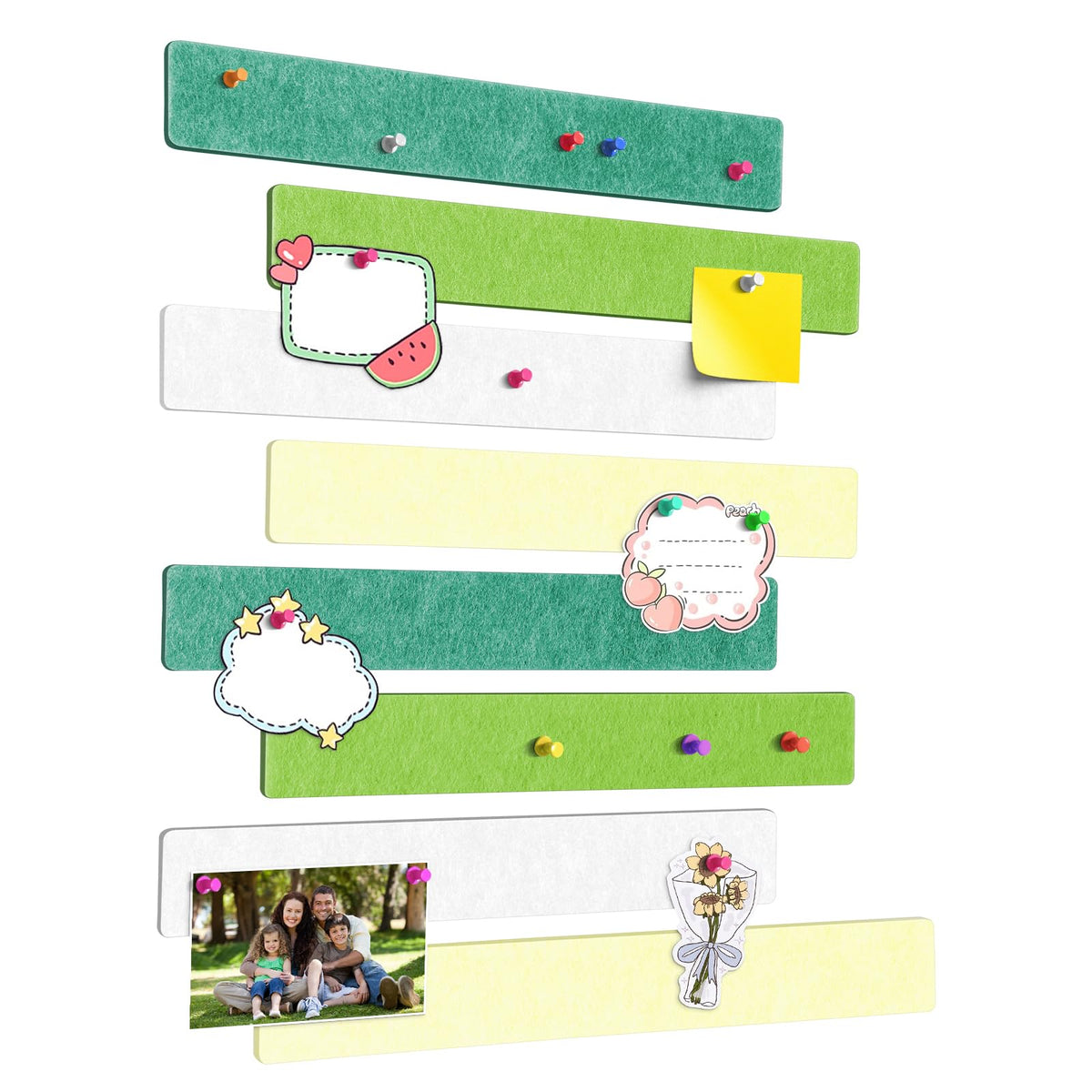 GoTiling Cork Board for Walls - 8 Pack Felt Pin Board Bar Strips - Self-Adhesive Lightweight