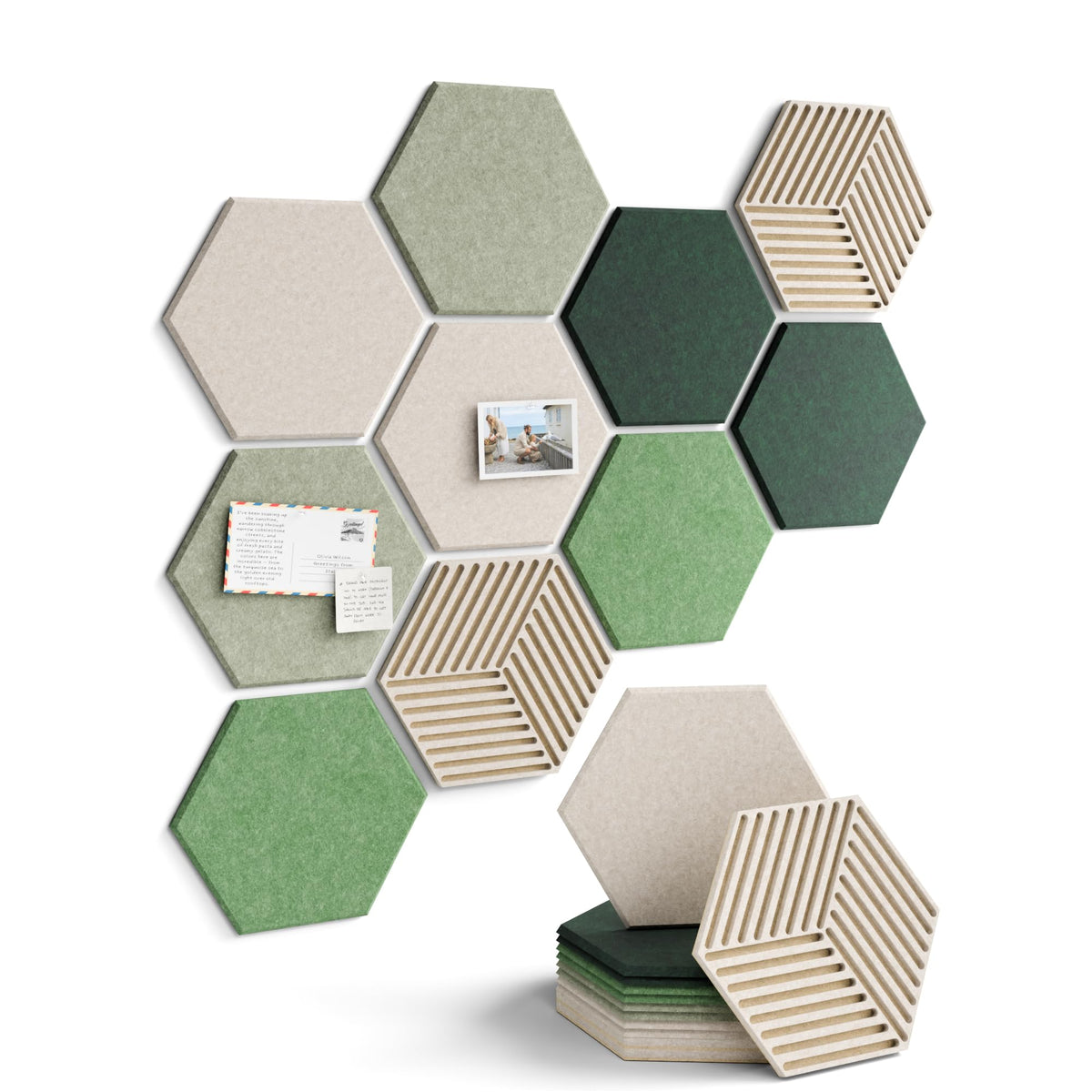 Fluxynara 10-Pack Hexagon Cork Board Alternative, Sagewood
