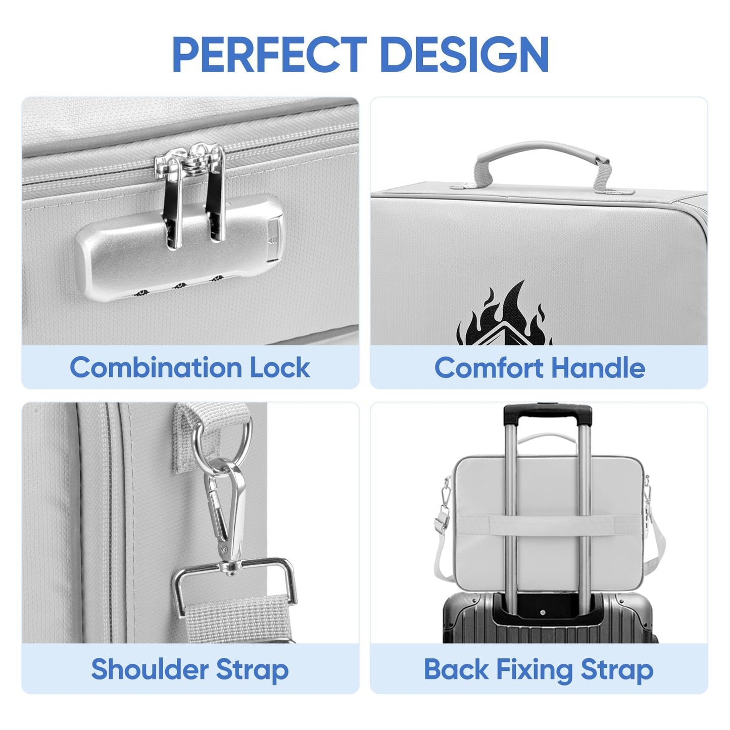 BALEINE Fireproof Document Box with Lock, Waterproof Fire Safe File Bag
