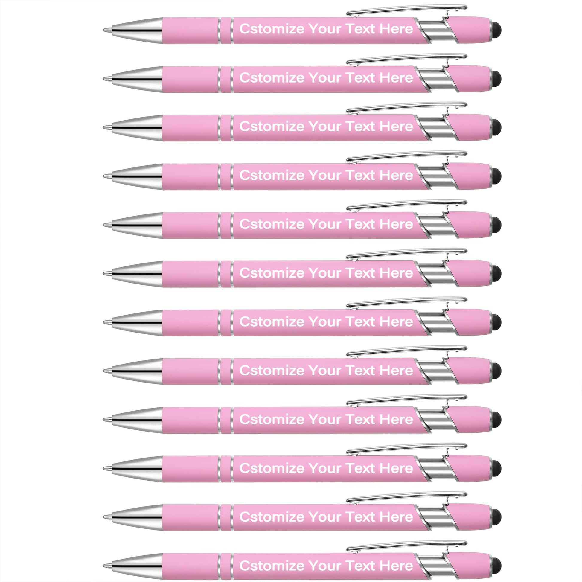 Kingluu 12 Pcs Personalized Ballpoint Pens with Stylus,Smooth Writing,Black Ink Custom Pens with