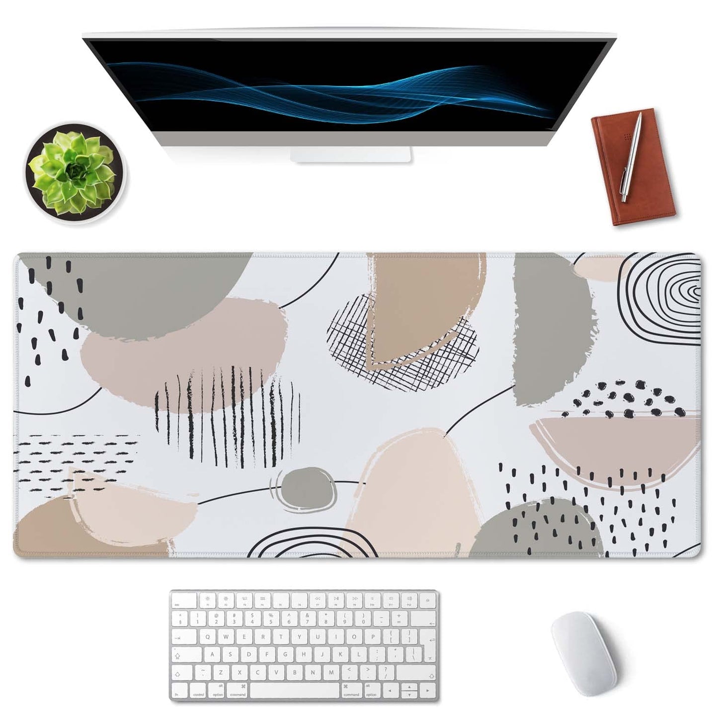 SSOIU Boho Pastel Painting Desk Mat, Cute Desk Mat, Extended Mouse Pad, Large Mouse Pad Laptop