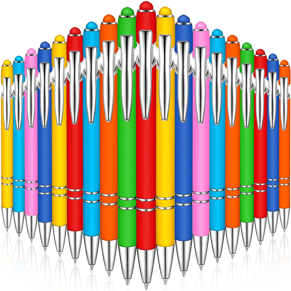 Zonon 38 Pcs Stylus Ballpoint Pens, Metal Rubberized Grip, Chic Colors