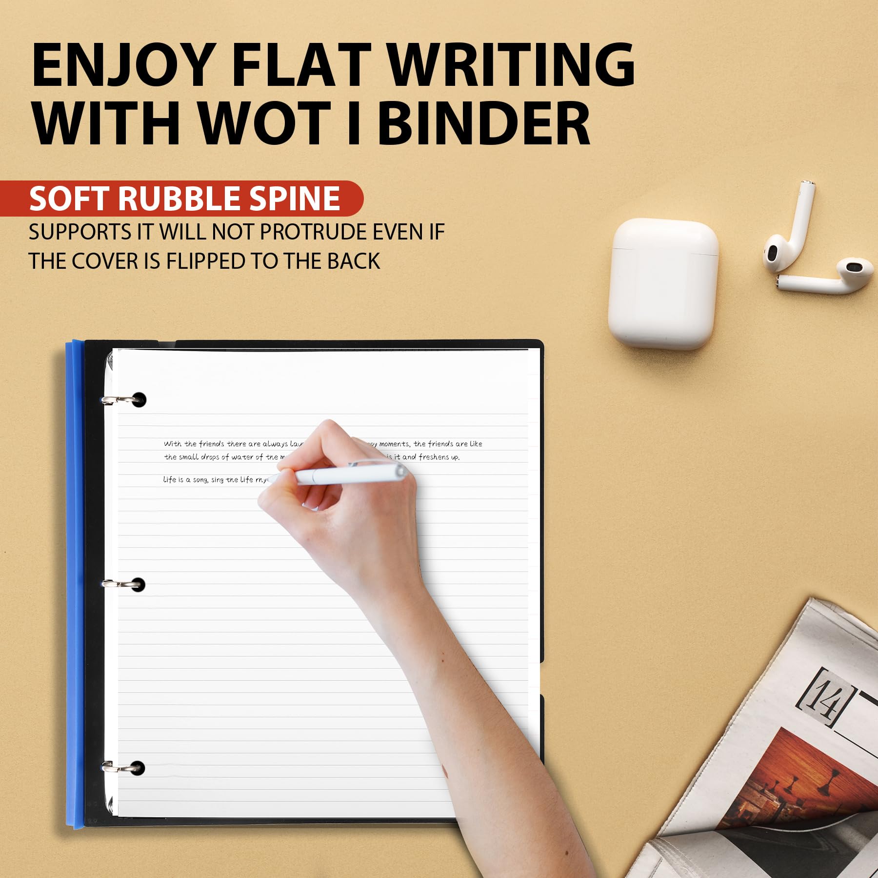 WOT I 1 Inch Telescoping 3 Ring Binder 4 Pack, Expandable Flexible Binder with Customizable Front