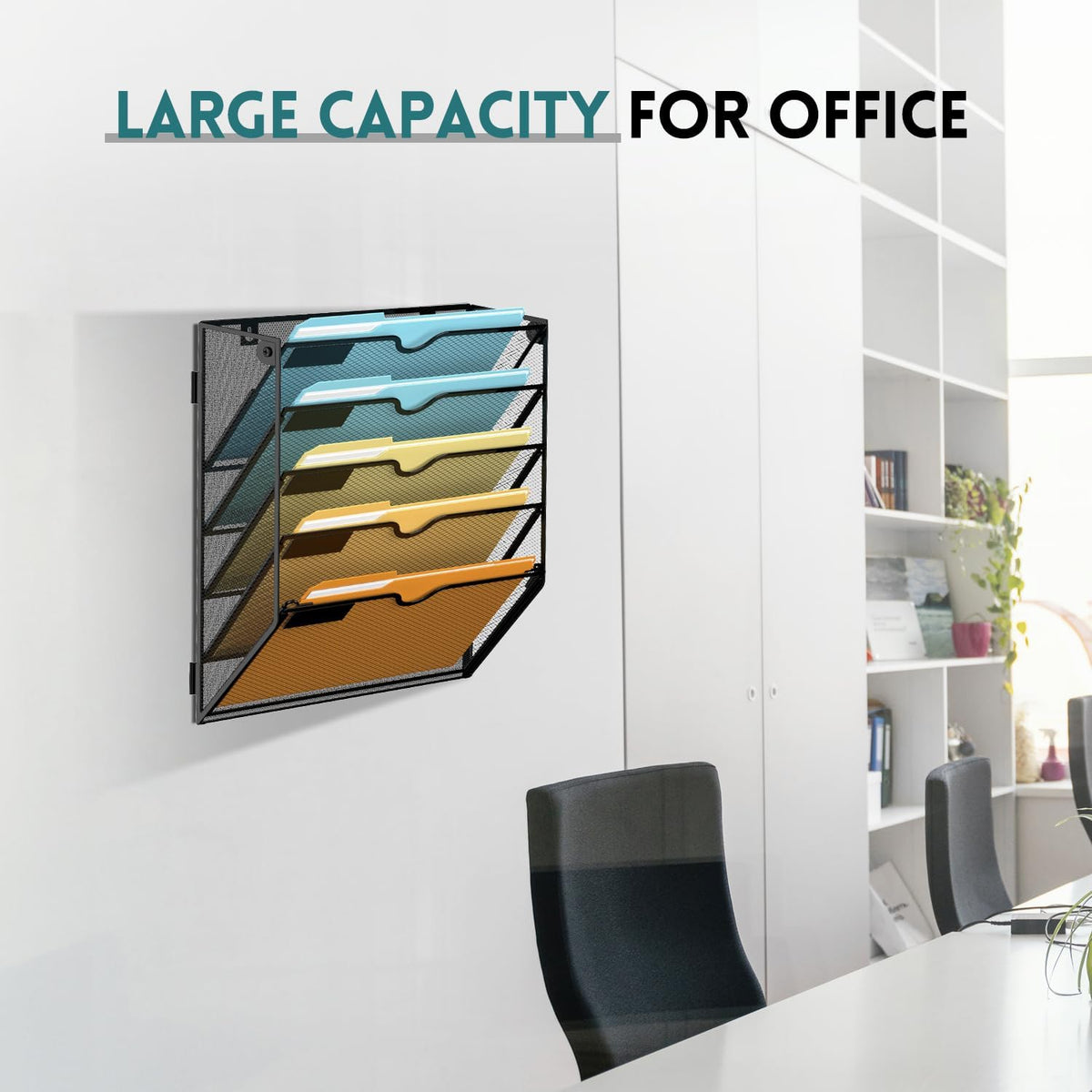 SUPEASY 5 Tier Wall File Organizer, Hanging Wall Mounted Mail Organizer with Label Slots, Metal