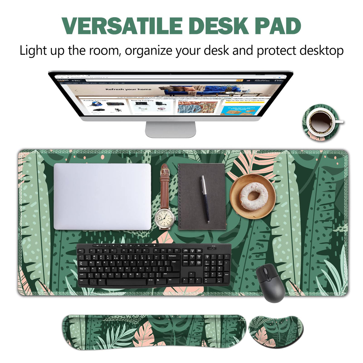 AIMSA Large Gaming Mouse Pad Set, Keyboard Wrist Rest Support Mouse Pad, Ergonomic Memory Foam