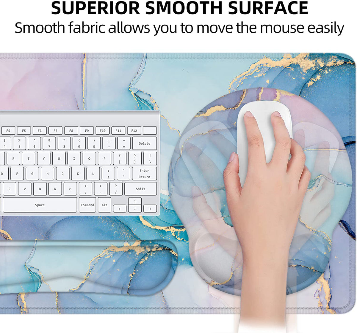 Large Desk Mat, Mouse Pad with Wrist Support, Keyboard Wrist Rest Set