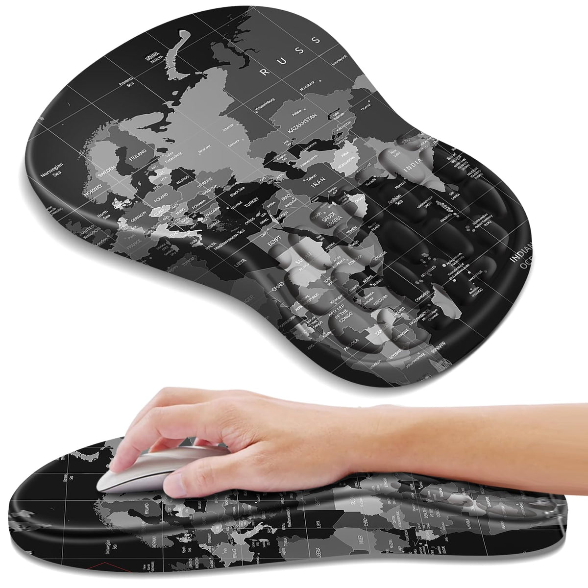 YIWEI Ergonomic Mouse Pad with Wrist Rest for Carpal Tunnel Pain Relief