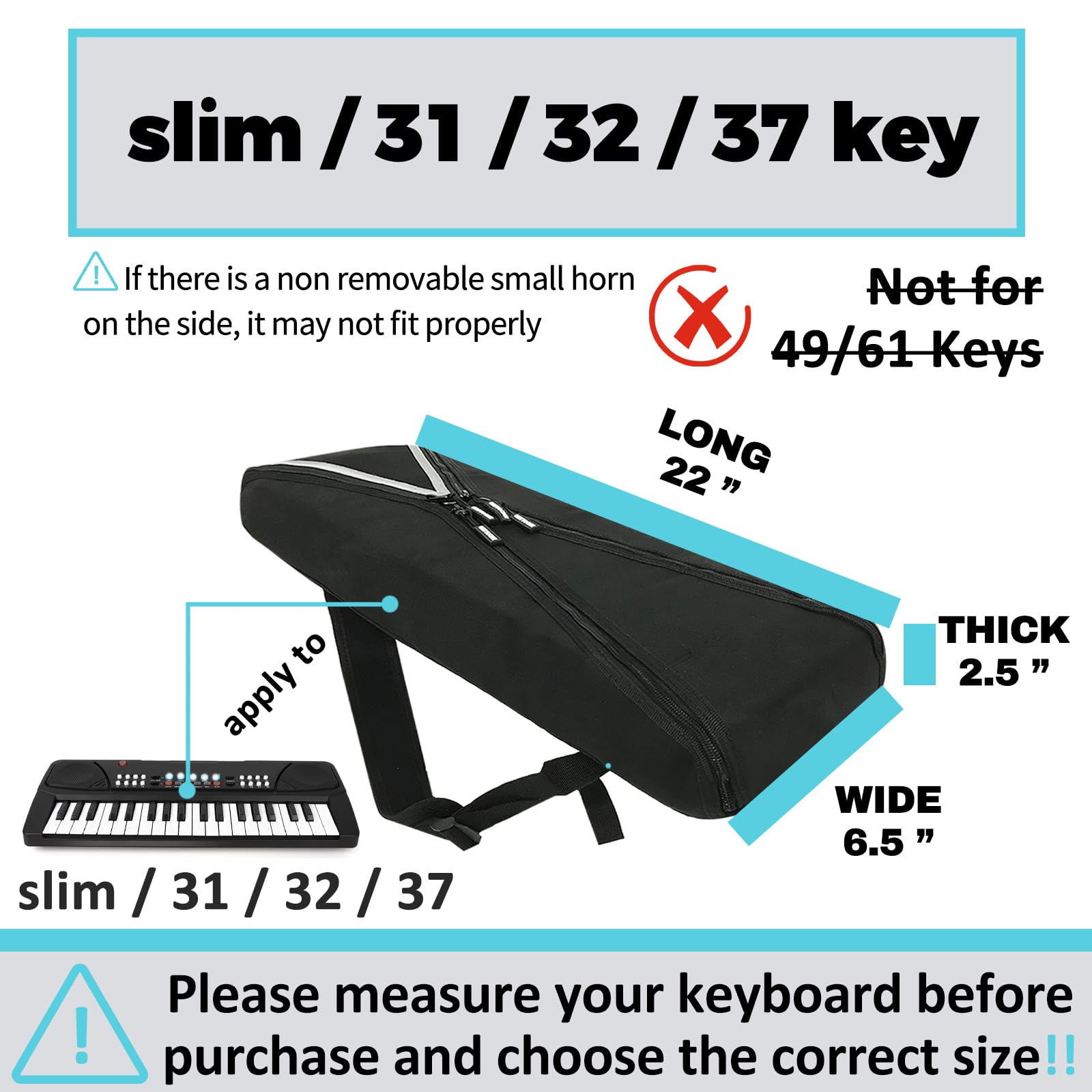 GETTOONE Electronic Keyboard Bag Piano Dust Cover Bag with Adjustable Straps Easy to Carry (22 *