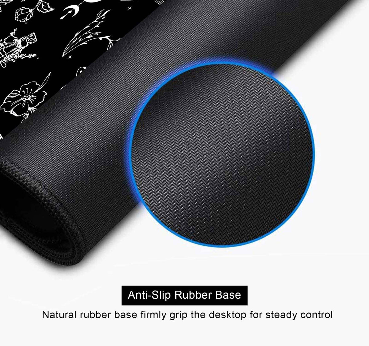 SXCKANG Goth Desk Mat, Black Occult Large Gaming Mouse Pad, Halloween Witchy Celestial Mushroom XXL