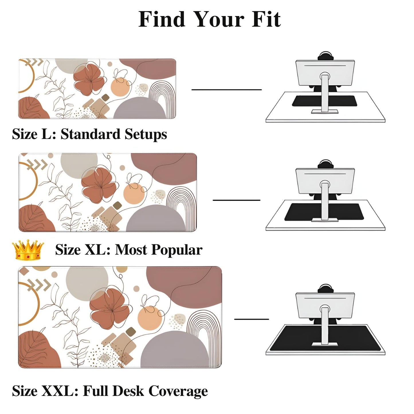 XXL Extended Gaming Mouse Pad (47.2 x 23.6 Inch), Giant Boho Desk Mat for Full Coverage, Abstract