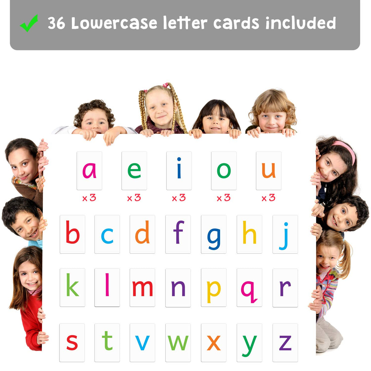 Attractivia Magnetic Big Alphabet ABC Flash Cards - 36 Sturdy Lowercase Large Letters(3 Sets of