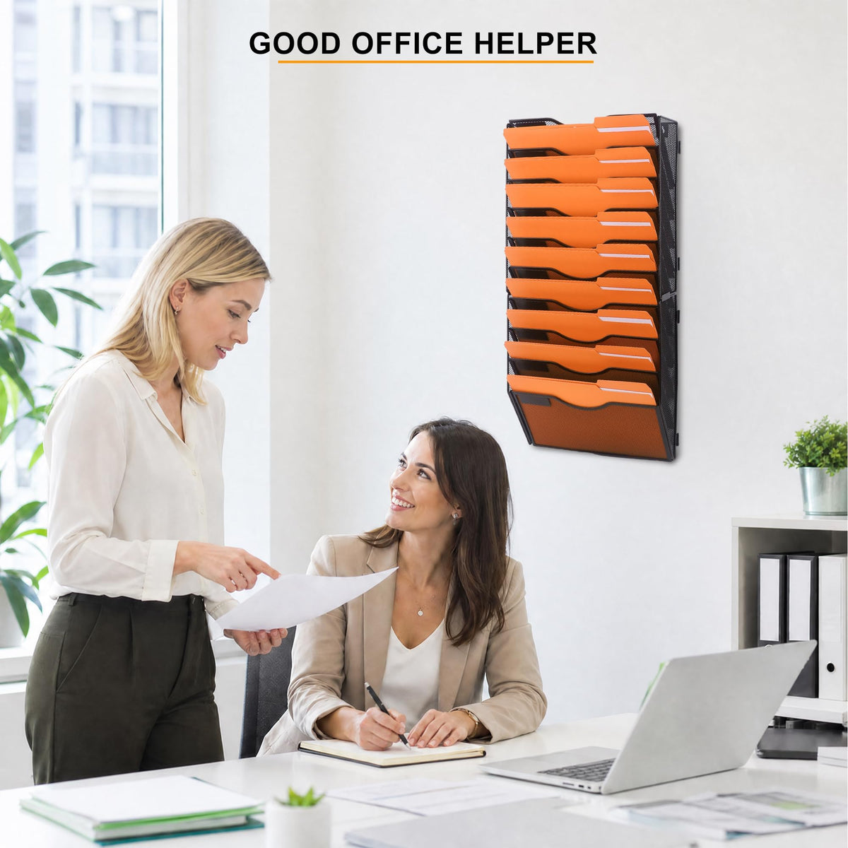 COSYAWN 10 Tier Mesh Hanging Wall File Organizer, Wall Mounted Mail Paper Document Folder Holder