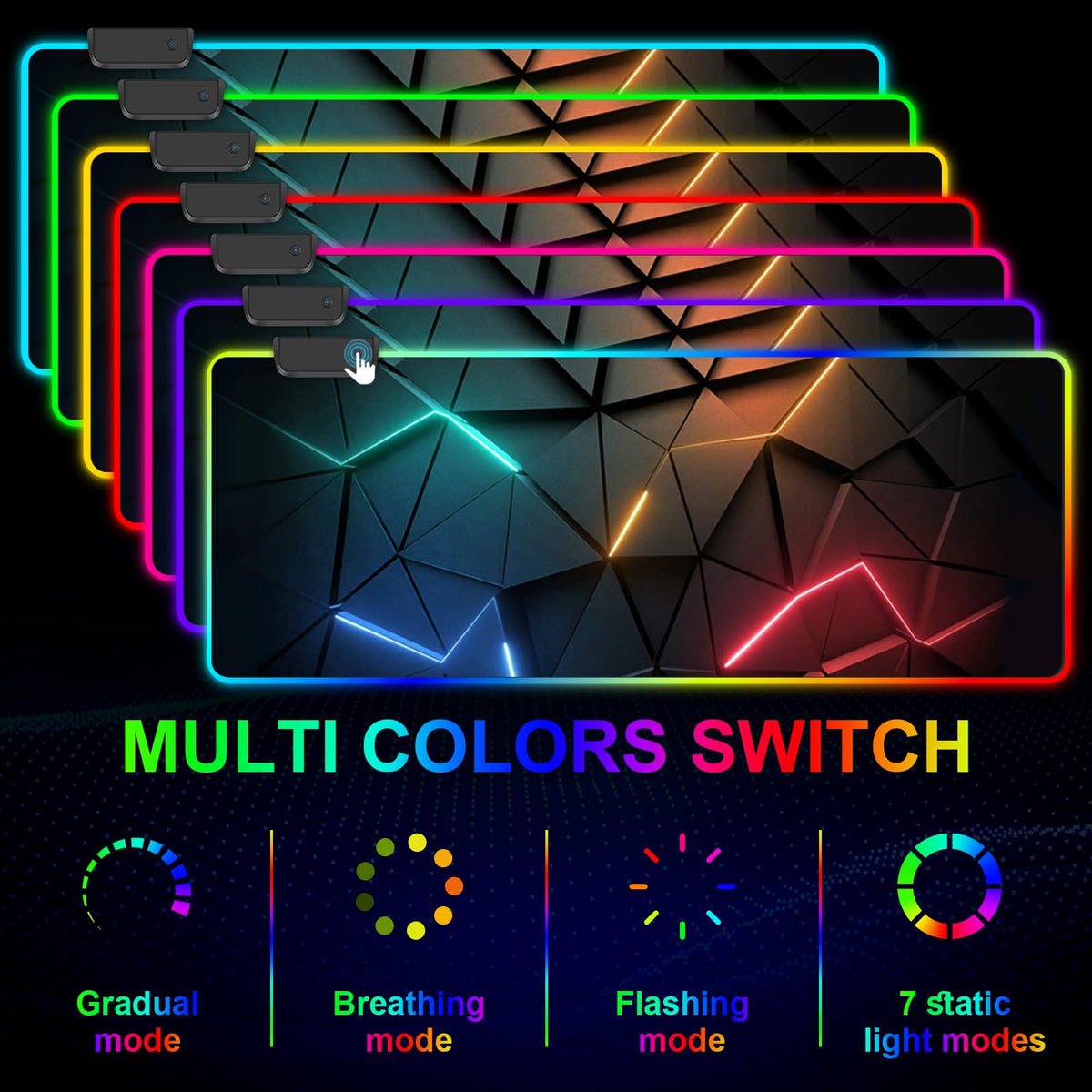 RGB Mouse Pad, Gaming Mousepad with 13 LED Light Modes