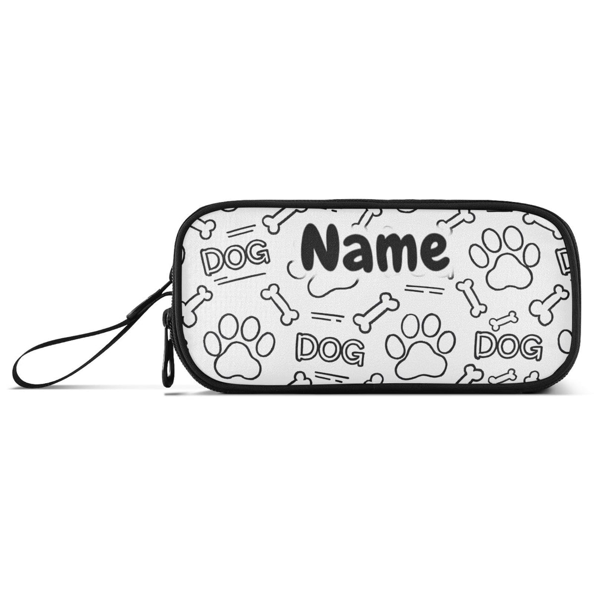 Custom Dog Paw Print Bones Pencil Case Box Boys Girls Personalized Name Large Pencil Pouch