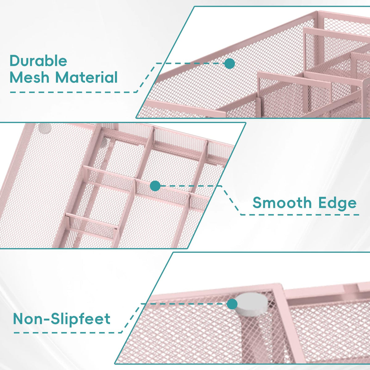 ReePlan Expandable Desk Drawer Organizer, 10 Adjustable Compartments, Pink