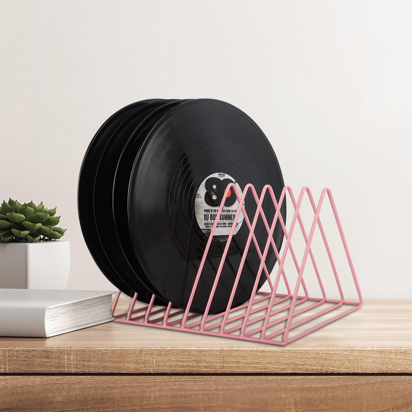 EASEPRES Vinyl Record Holder Storage, 9 Slot Metal Magazine Book Album Display Rack, Stylish