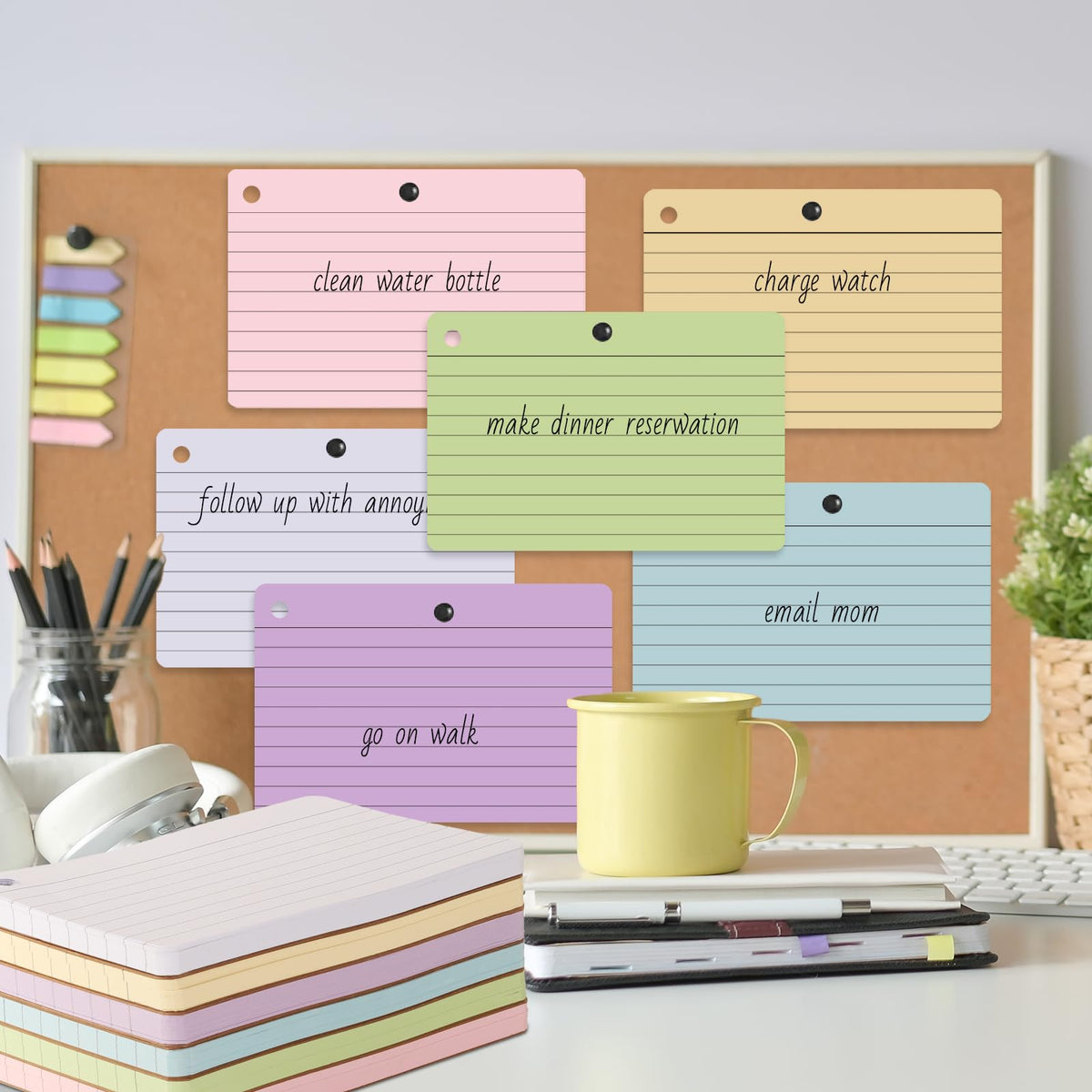 zmybcpack 12 Pack 720 Pcs 4x6 Inch Lined Index Card, Flash Cards with Rings