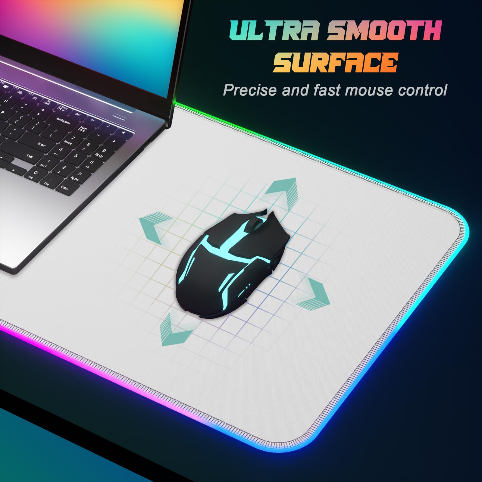 ITNRSIIET RGB Gaming Mouse Pad, Full Desk XL Extended Large Gaming Mousepad, 12 Lighting Modes 30%