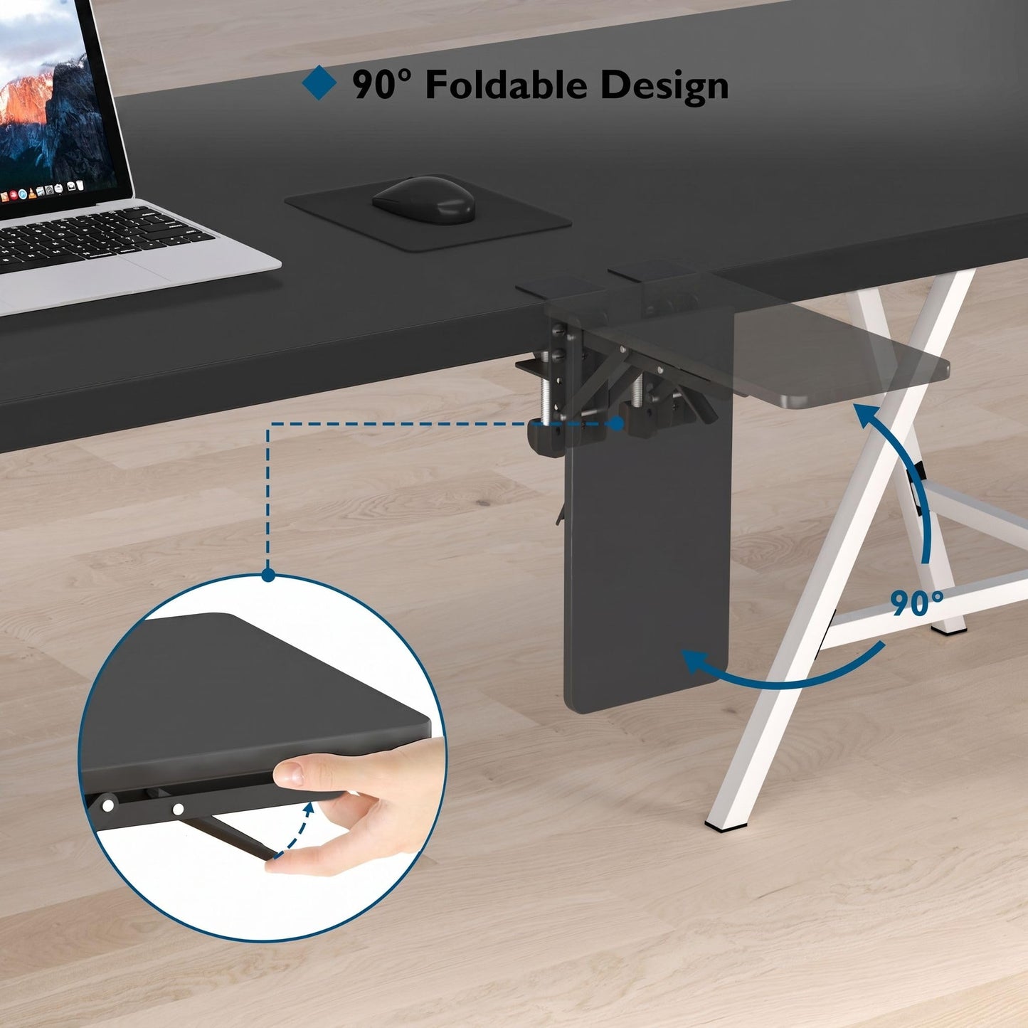 BONTEC Desk Extender Tray, 11.8 x 5.9 Inch, Black Pattern