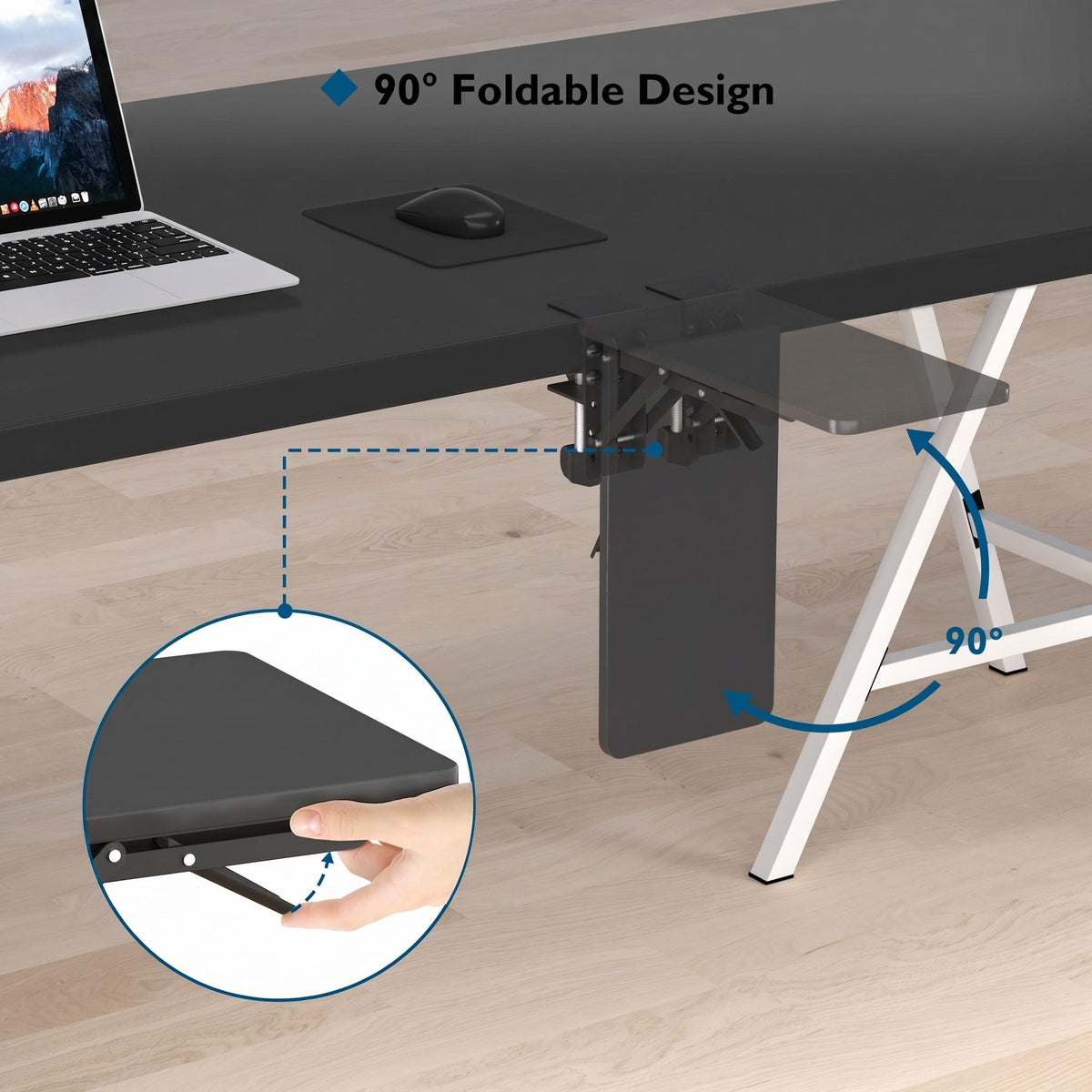 BONTEC Desk Extender Tray, 11.8 x 5.9 Inch, Black Pattern