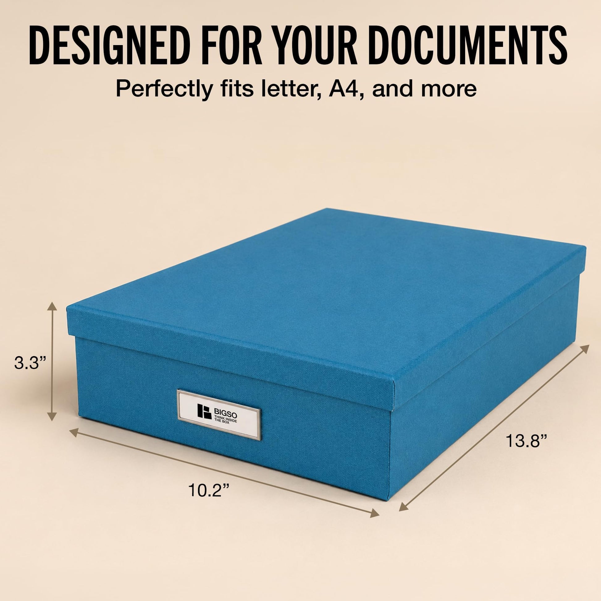 Bigso Oskar Fiberboard Label Frame Document Letter Box - File Organizer Box for Important Paperwork